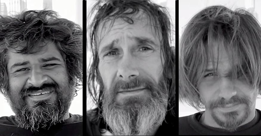 Homeless men get haircuts