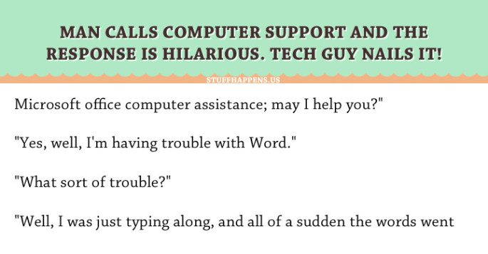 Man Calls Computer Support And The Response Is Hilarious. Tech Guy ...
