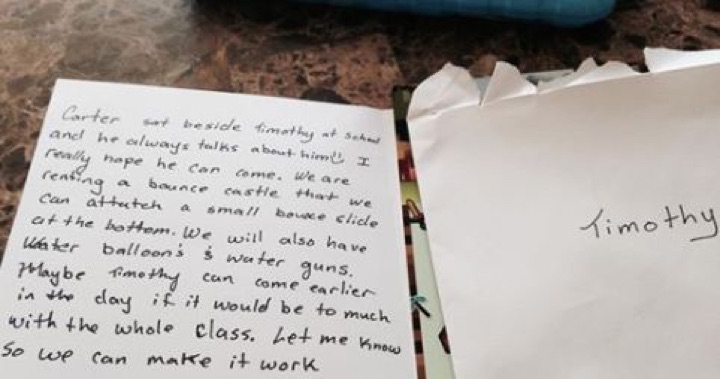 Mom writes letter for son